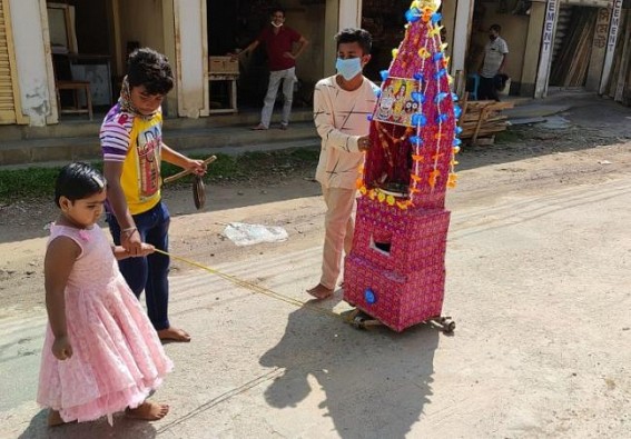 Covid Restores forgotten Rural Celebrations : Children's Low-Budget Chariots turned Centre of People's Celebration in this Ratha-Yatra